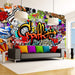 Wall Mural - Colorful Graffiti 200x140cm - Non-Woven Murals