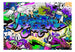 Wall Mural - Graffiti Violet Theme 100x70cm - Non-Woven Murals