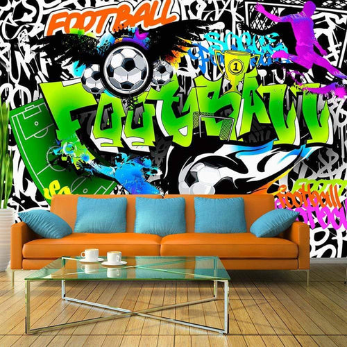 Wall Mural - Football Graffiti 150x105cm - Non-Woven Murals