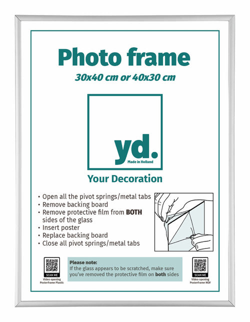 Aurora Aluminium Photo Frame 30x40cm Silver Mat Front Size | Yourdecoration.co.uk