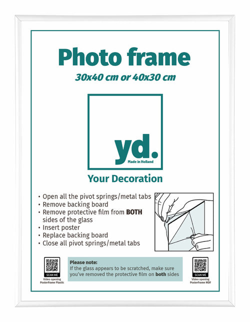 Aurora Aluminium Photo Frame 30x40cm White High Gloss Front Size | Yourdecoration.co.uk