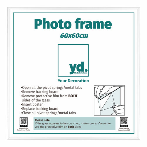 Aurora Aluminium Photo Frame 60x60cm White High Gloss Front Size | Yourdecoration.co.uk