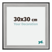 Birmingham Wooden Photo Frame 30x30cm Black Silver gepolijst Size | Yourdecoration.co.uk