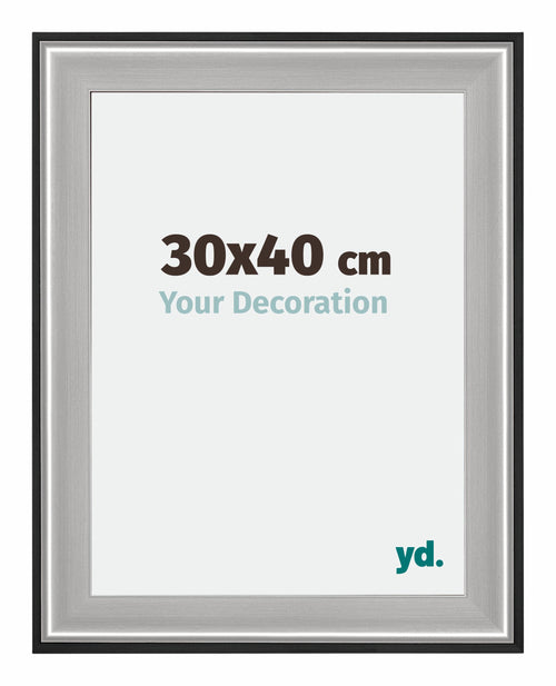 Birmingham Wooden Photo Frame 30x40cm Black Silver gepolijst Size | Yourdecoration.co.uk