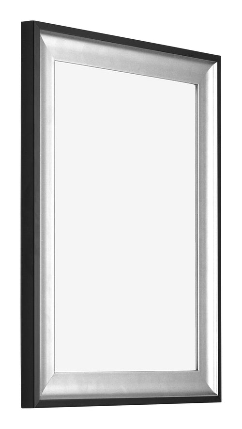 Birmingham Wooden Photo Frame 36x48cm Black Silver Polished Front Oblique | Yourdecoration.co.uk