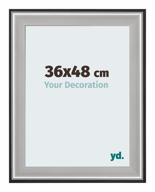 Birmingham Wooden Photo Frame 36x48cm Black Silver Polished Front Size | Yourdecoration.co.uk