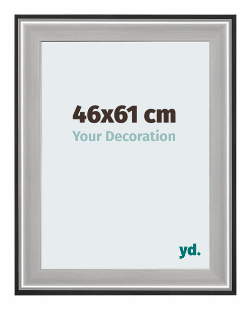 Birmingham Wooden Photo Frame 46x61cm Black Silver Polished Front Size | Yourdecoration.co.uk