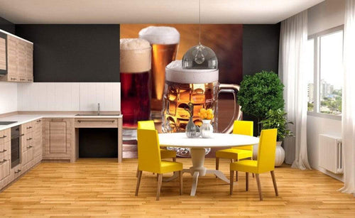 Dimex Beer Mugs Wall Mural 225x250cm 3 Panels Ambiance | Yourdecoration.co.uk