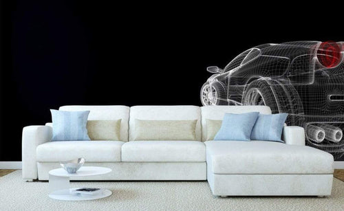 Dimex Car Model Dark Wall Mural 225x250cm 3 Panels Ambiance | Yourdecoration.co.uk