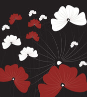 Dimex Flowers on Black Wall Mural 225x250cm 3 Panels | Yourdecoration.co.uk