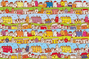 Dimex Houses in Town Wall Mural 375x250cm 5 Panels | Yourdecoration.co.uk