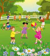 Dimex Kids in Garden Wall Mural 225x250cm 3 Panels | Yourdecoration.co.uk