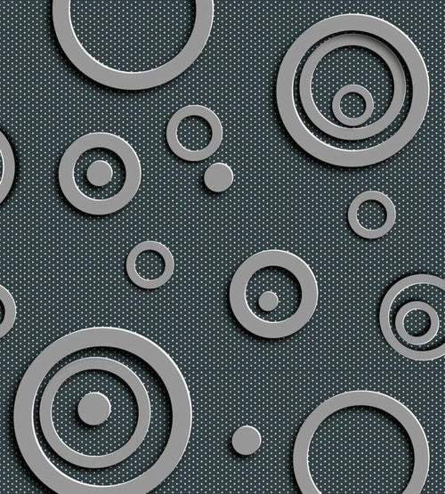 Dimex Metal Circles Wall Mural 225x250cm 3 Panels | Yourdecoration.co.uk