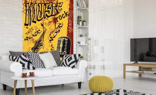 Dimex Music Orange Wall Mural 150x250cm 2 Panels Ambiance | Yourdecoration.co.uk