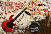 Dimex Red Guitar Wall Mural 375x250cm 5 Panels | Yourdecoration.co.uk