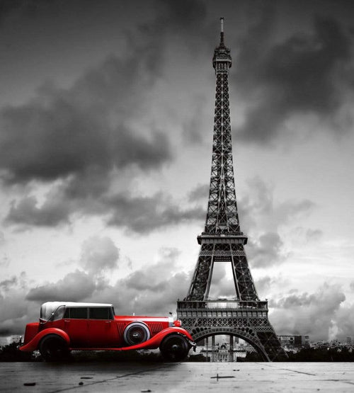 Dimex Retro Car in Paris Wall Mural 225x250cm 3 Panels | Yourdecoration.co.uk