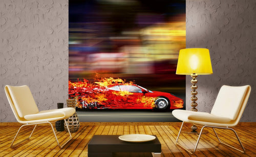 Dimex Speeding Car Wall Mural 225x250cm 3 Panels Ambiance | Yourdecoration.co.uk