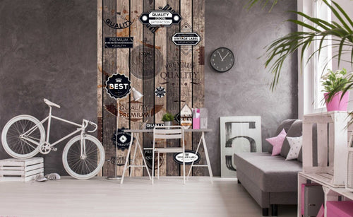 Dimex Vintage Labels Wall Mural 150x250cm 2 Panels Ambiance | Yourdecoration.co.uk