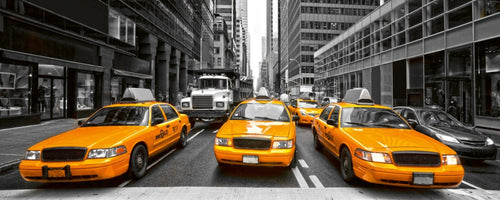 Dimex Yelow Taxi Wall Mural 375x150cm 5 Panels | Yourdecoration.co.uk