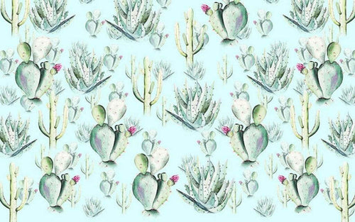 Komar Cactus Blue Non Woven Wall Mural 400x250cm 4 Panels | Yourdecoration.co.uk