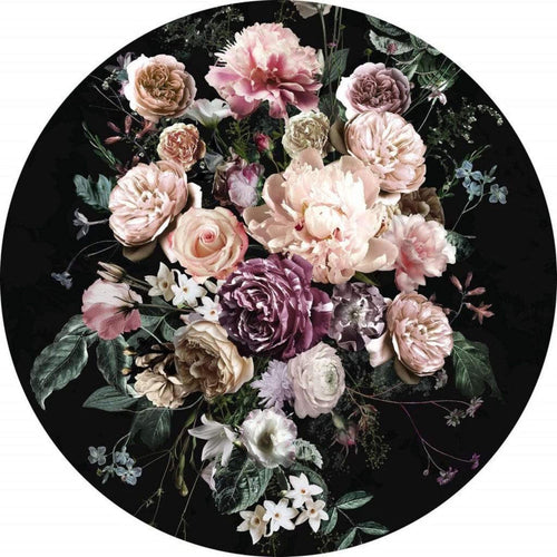 Komar Enchanted Flowers Wall Mural 125x125cm Round | Yourdecoration.co.uk