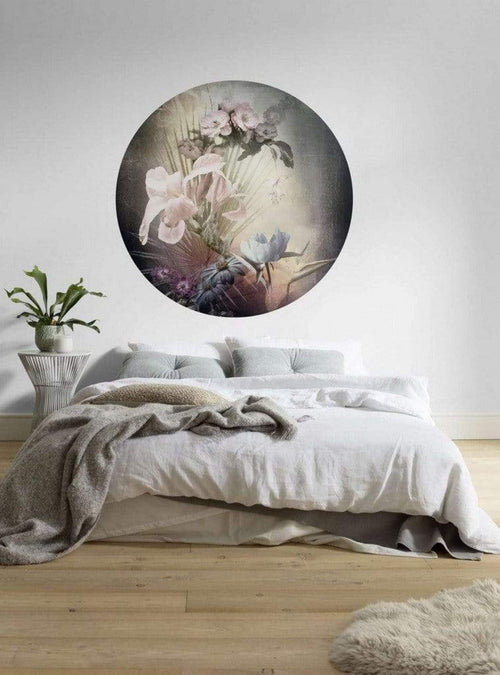 Komar Flemish Flowers Wall Mural 125x125cm Round Ambiance | Yourdecoration.co.uk