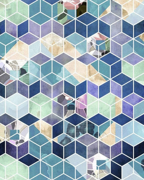 Komar Geometric Blue Non Woven Wall Mural 200x250cm 2 Panels | Yourdecoration.co.uk