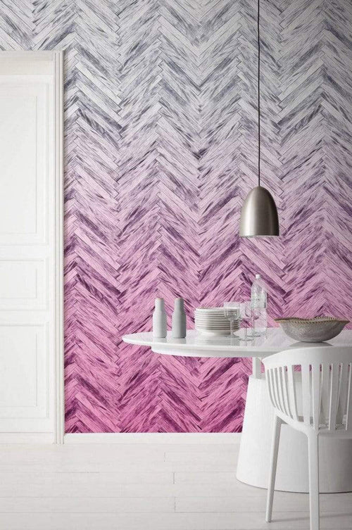 Komar Herringbone Pink Non Woven Wall Mural 400x250cm 4 Panels Ambiance | Yourdecoration.co.uk