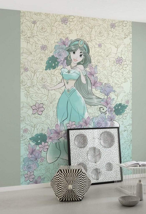 Komar Jasmin Pale Flowers Non Woven Wall Mural 200x280cm 4 Panels Ambiance | Yourdecoration.co.uk