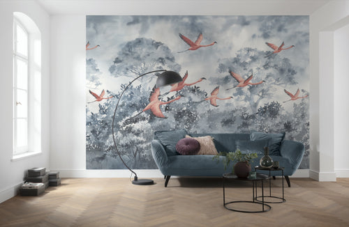 Komar Non Woven Wall Mural Inx8 053 Flamingos In The Sky Interieur | Yourdecoration.co.uk