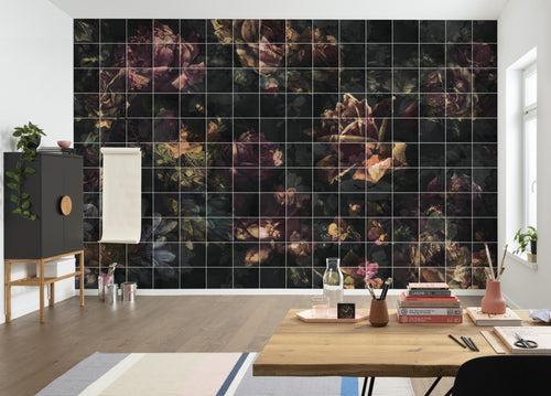 Komar Non Woven Wall Mural Inx8 080 Tiles Flowers Interieur | Yourdecoration.co.uk