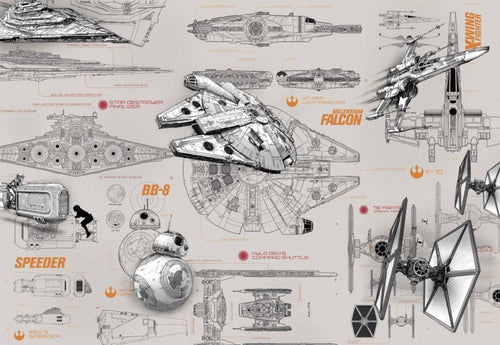 Komar Star Wars Blueprints Wall Mural 368x254cm | Yourdecoration.co.uk