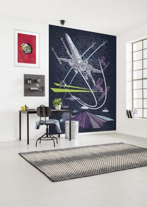 Komar Star Wars Classic Concrete X Wing Non Woven Wall Mural 200x280cm 4 Panels Ambiance | Yourdecoration.co.uk