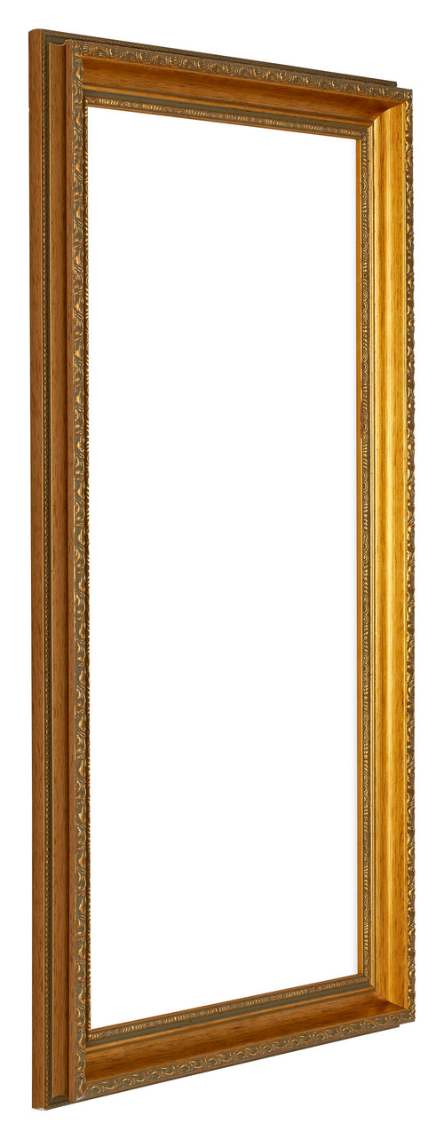 Oxford Wood Photo Frame 40x70cm Gold Antique Front Oblique | Yourdecoration.co.uk