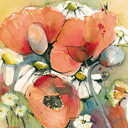 PGM MPT 06 Marta Peuckert Mohn und Margeriten Art Print 21x21cm | Yourdecoration.co.uk