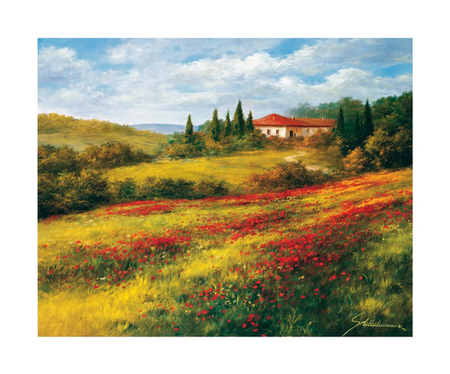 PGM SRH 05 Heinz Scholnhammer Landschaft mit Mohn I Art Print 60x50cm | Yourdecoration.co.uk