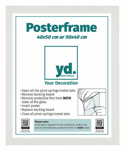 Poster Frame MDF 40x50cm White Mat Front Size | Yourdecoration.co.uk