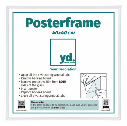 Poster Frame Plastic 40x40cm White High Gloss Front Size | Yourdecoration.co.uk