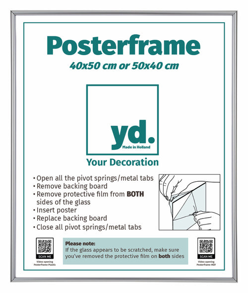 Poster Frame Plastic 40x50cm Silver Front Size | Yourdecoration.co.uk