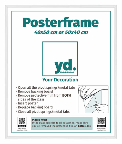 Poster Frame Plastic 40x50cm White High Gloss Front Size | Yourdecoration.co.uk