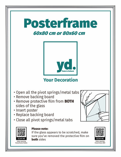 Poster Frame Plastic 60x80cm Silver Front Size | Yourdecoration.co.uk