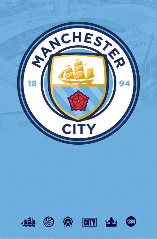 Poster Manchester City Club Crest 61x91 5cm PP35440 | Yourdecoration.co.uk