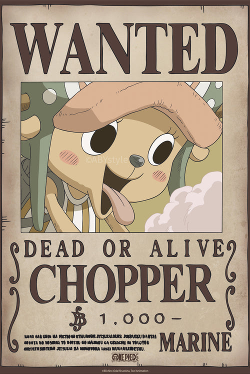 Poster One Piece Wanted Chopper Wano 38x52cm Abystyle GBYDCO647 | Yourdecoration.co.uk