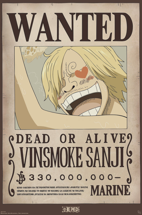 Poster One Piece Wanted Sanji 61x91 5cm Abystyle GBYDCO559 | Yourdecoration.co.uk