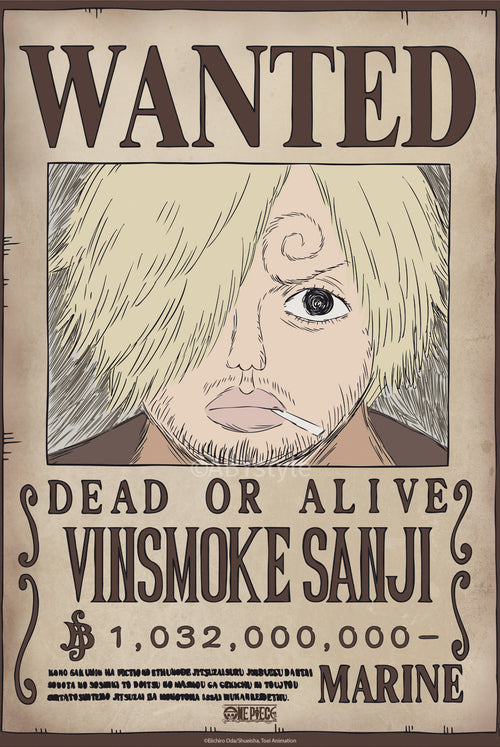 Poster One Piece Wanted Sanji Wano 38x52cm Abystyle GBYDCO625 | Yourdecoration.co.uk