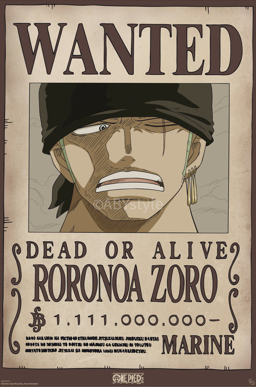 Poster One Piece Wanted Zoro Wano 61x91 5cm Abystyle GBYDCO619 | Yourdecoration.co.uk