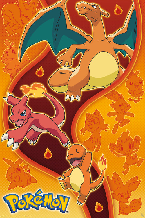 Poster Pokemon Fire Type 61x91 5cm Abystyle GBYDCO557 | Yourdecoration.co.uk