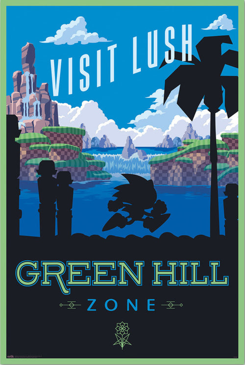 Poster Sonic The Hedgehog Visit Lush Green Hill Zone 61x91 5cm Grupo Erik GPE5810 | Yourdecoration.co.uk