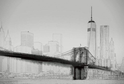 Wizard+Genius New York Art Illustration Black And White Non Woven Wall Mural 384x260cm 8 Panels | Yourdecoration.co.uk