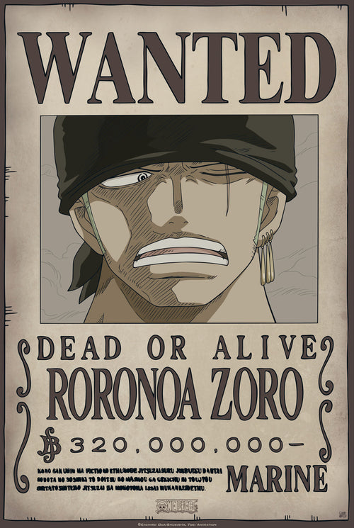 One Piece Wanted Zoro New Poster 35X52cm | Yourdecoration.co.uk